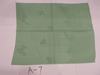 名称：翠绿色树叶纹方格罗
 
尺寸：38*48（厘米）
年代：60年代
描述：花罗，罗地起各种花纹图案的罗织物的总称，也称提花罗。
